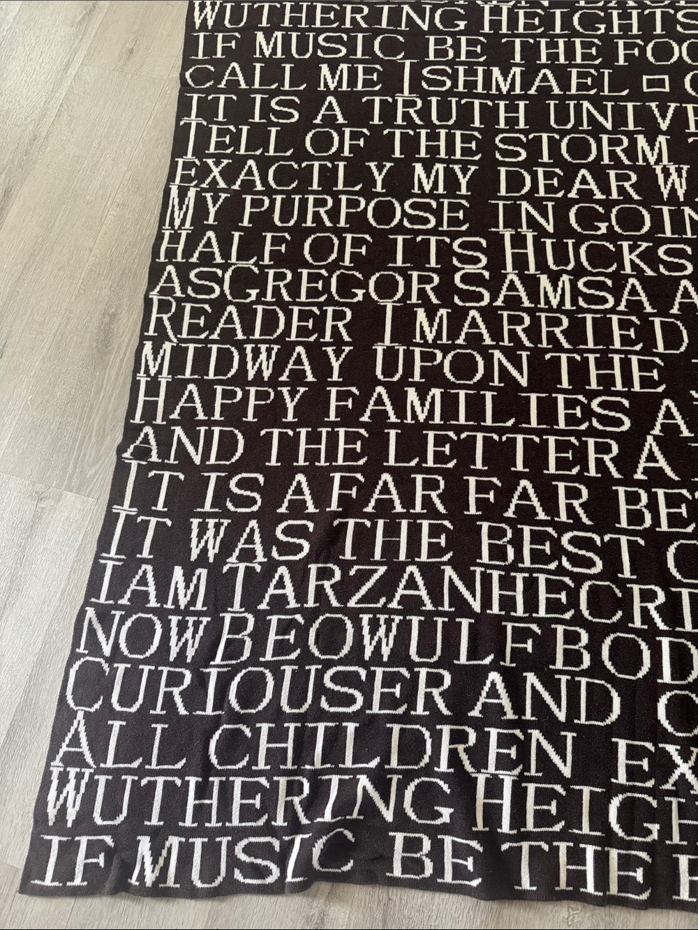 Barnes & Noble Throw Blanket Literary Quotes Classic Books 50”x 60” Brown/Ivory - Picture 3 of 8